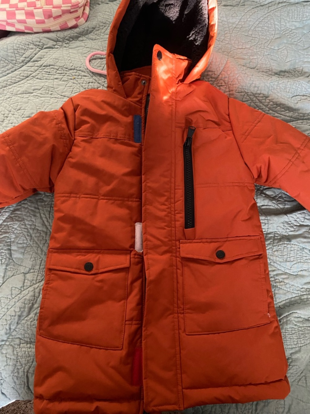 Perry Ellis Kids Orange Hooded Puffer Coat